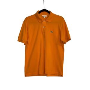 Lacoste classic fit orange cotton short sleeves polo shirt size Medium